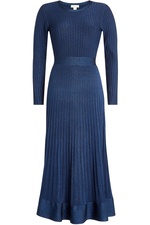 Pleated Dress with Metallic Thread by Dhela