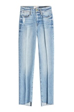 Distressed Straight Leg Jeans with Asymmetric Hem by Frame Denim