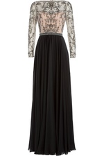Embellished Silk Floor Length Gown by Catherine Deane