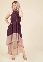 Befitting of Fame Maxi Dress in Aubergine by Liza Luxe Collection