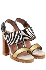 Leather Sandals with Printed Calf Hair by Marni