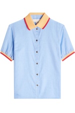 Cotton Blouse with Contrast Collar by Marina Hoermanseder