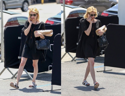 Emma Roberts walking and talking in West Hollywood submitted by Canary + Rook