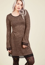 Ahem, a Hem Long Sleeve Dress in Mocha by Nexxen Apparel, Inc