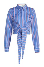 Striped Cotton Shirt with Ruffled Trims by Off-White