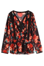 Printed Silk Blouse with Crochet Lace Trim by Ella Moss