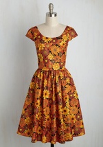 Autumn Leaf Festival Floral Dress by FOLTER INC