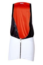 Colorblock Zipper Dress in Black/White by Paco Rabanne