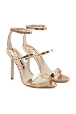 Rosalind Metallic Leather Sandals with Embellished Heels by Sophia Webster