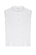 Sleeveless Shirt with Crochet Lace Front by Alberta Ferretti