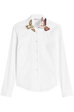 Cotton-Blend Shirt with Appliqué Collar by Red Valentino