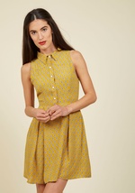 Atlanta Adventure A-Line Dress in Goldenrod Tile by Ixia