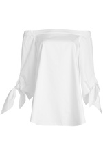 Cotton Off-Shoulder Top with Bow Sleeves by Tibi