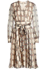 Printed Silk Dress with Metallic Thread by Dhela