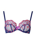 Embroidered Plunge Bra in Navy/Multi by L'Agent by Agent Provocateur