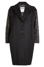 Wool Twill Coat with Fabric Sleeves by Moschino