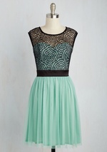 Starlet's Web A-Line Dress in Mint by Mystic Fashion