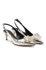 Metallic Leather Slingback Pumps by Marco de Vincenzo