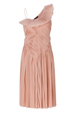 Blush One Shoulder Pleated Dress by Donna Karan