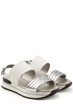 Platform Sandals with Metallic Leather by Hogan