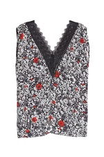 Printed Silk Tank with Lace Trim by Zadig & Voltaire