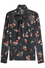 Pussy-Bow Printed Silk Blouse by Red Valentino