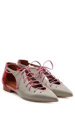 Leather Lace-Up Pumps with Cutouts by Malone Souliers