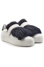 Victoire Leather Sneakers with Lamb Fur by Moncler