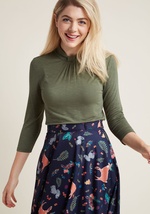 Oh my elegance! This green top from our ModCloth namesake label sure packs a polished punch with its high, knotted neckline - fastened by a keyhole closure - its cropped sleeves, its ultra-soft, lightweight knit fabric, and its faint heathering, all combi by Mct1428