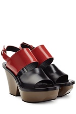 Colorblock Leather Platform Sandals by Marni