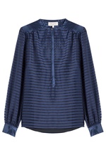 Sheer Panel Striped Silk Blouse by Paul & Joe