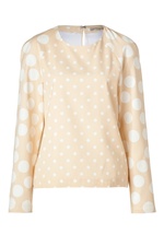 Nude/White Dotted Adonide Top by Hakaan