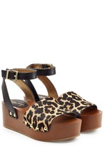 Haircalf and Leather Platform Sandals by Sam Edelman