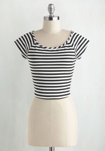 Roller Derby Date Striped Top in Black by MEZZANINE