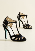 Animated Attitude Velvet T-Strap Heel in Noir by Betsey Johnson Footwear