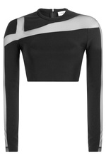 Cropped Top with Sheer Insert by Mugler