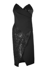 Black Sequin Embroidered Bustier Dress by Donna Karan