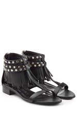 Abercorn Leather Sandals with Fringe by Burberry