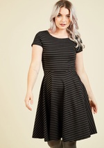 Playlist Professional A-Line Dress in Striped Black by Nexxen Apparel, Inc