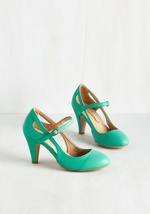 Fountain of Truth Mary Jane Heel in Dusty Blue by In Touch Footwear