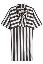 Striped Silk Dress with Funnel Neckline by Nina Ricci