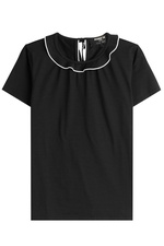 Cotton Jersey Top with Ruffled Collar by Paule Ka