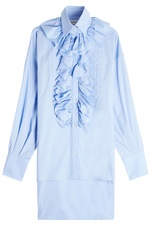 Ruffled Cotton Blouse with High-Low Hem by Faith Connexion