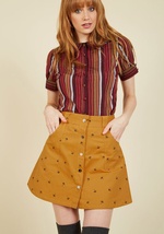 Busy Being Giddy Denim Skirt in Umbrellas by traka barraka