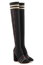 Embroidered Mesh Thigh-High Boots by Tabitha Simmons