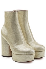 Leather Platform Ankle Boots with Glitter by Marc Jacobs