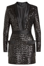 Sequinned Dress with Satin by Balmain