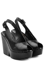 Textured Leather Platform Peep-Toes by Robert Clergerie