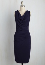 What've You Got to Ruche? Sheath Dress in Navy by Celine/Sinjin Enterprises, Inc