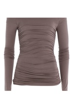 Draped Jersey Top with Faux Leather Trim by Bailey 44